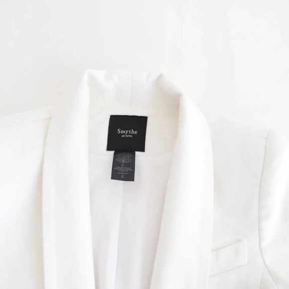 Smythe Les Vest White 33% Linen Single Button Closure Fitted Blazer 4 - Picture 11 of 13